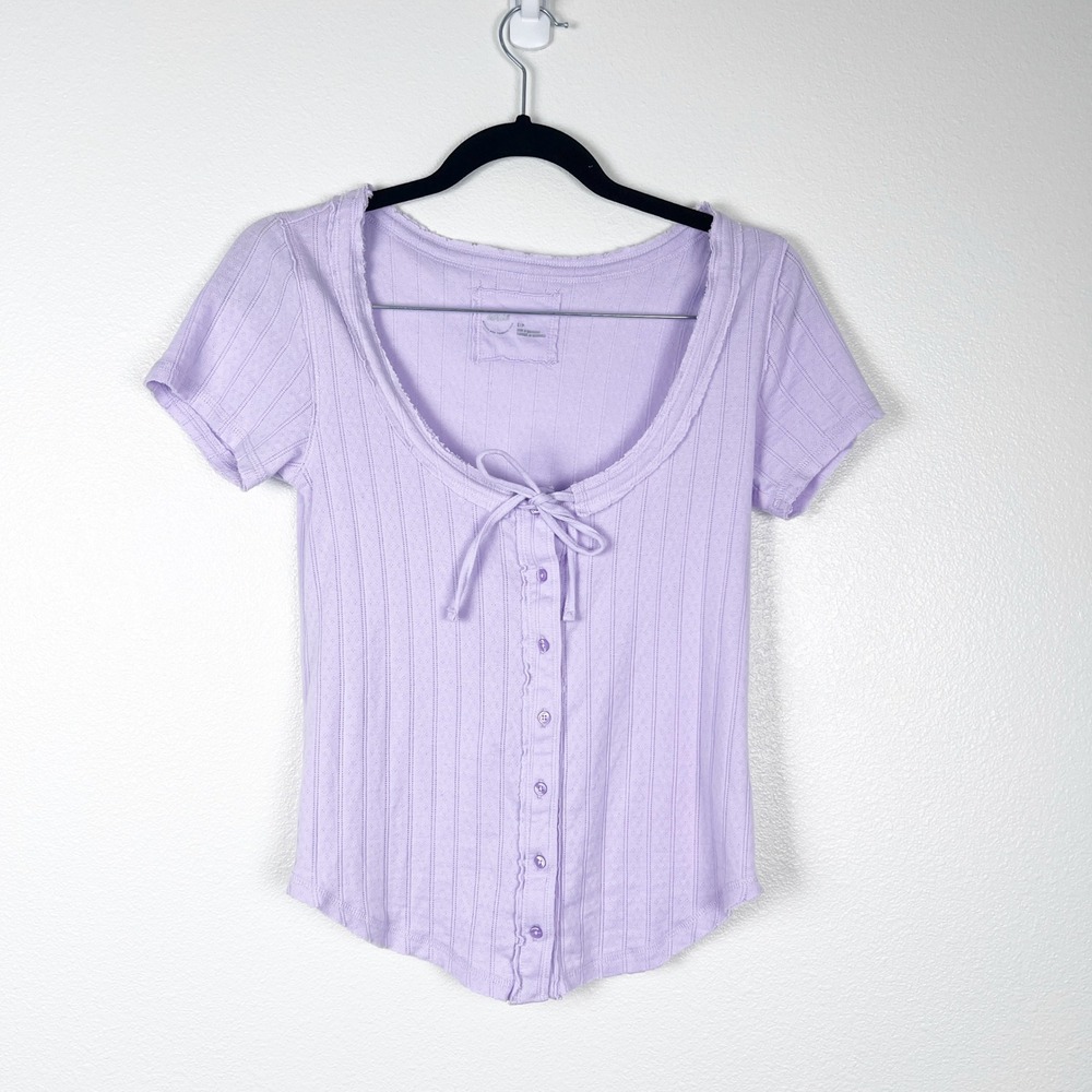 Aerie Women's Scoop Neck Short Sleeve Tee Purple Sz S